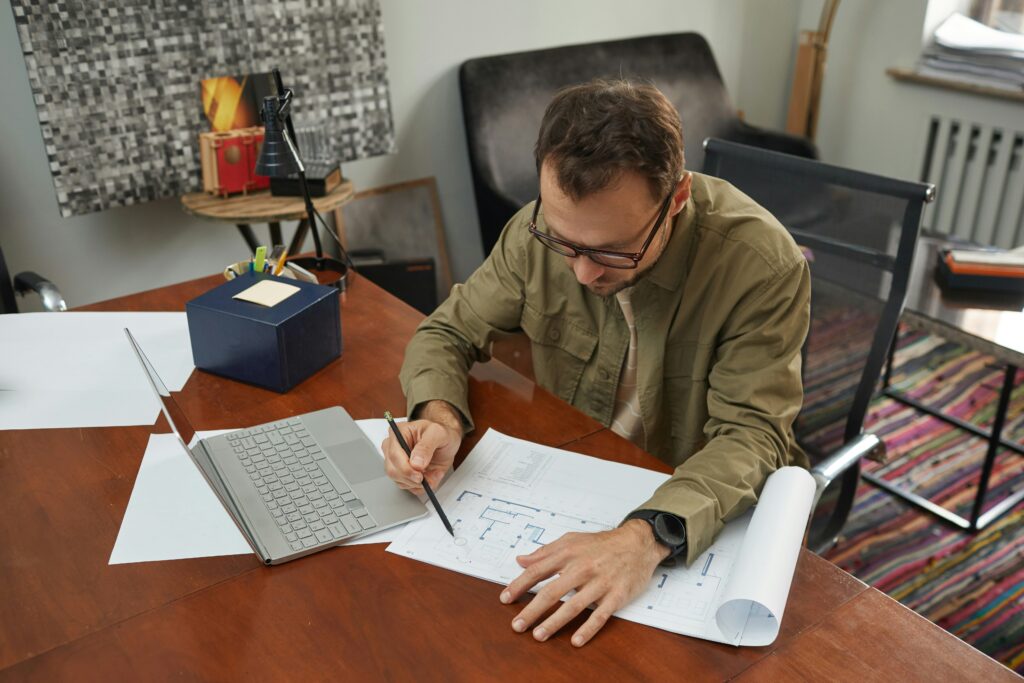 Researcher using strategic thinking techniques.