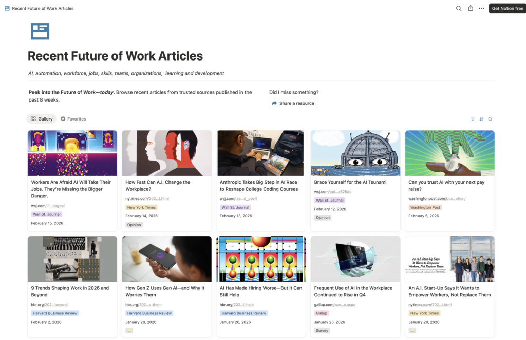Screenshot of AI at Work database site - add to your rapid learning techniques